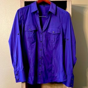 Express stretch collared blouse (faux button front)